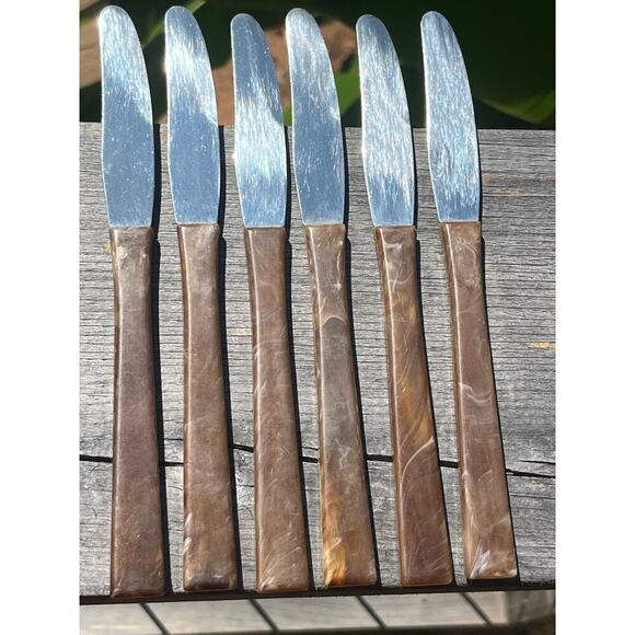 6 Vintage Flatware Bakelite? handle Knives. Duraset. stainless USA. Kitchen. - Picture 7 of 10